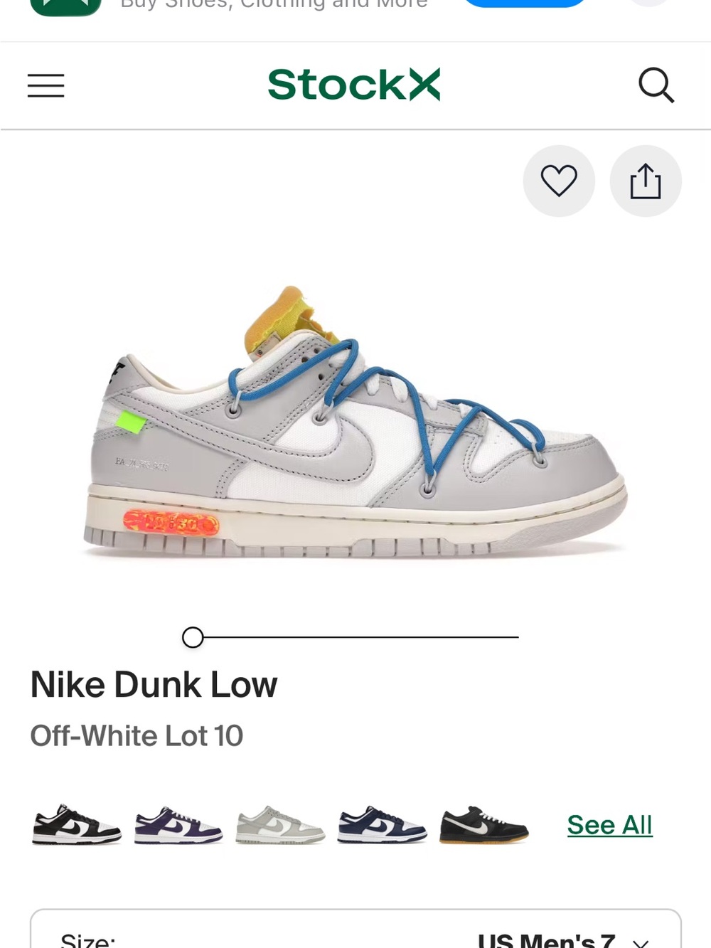 Nike dunk low off-white collaboration shoes.
